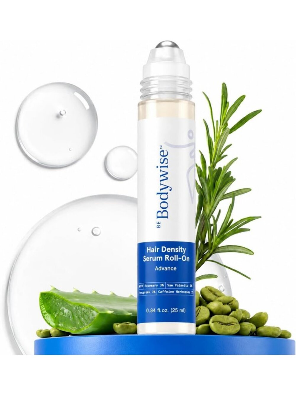 Be Bodywise Hair Growth Serum Roll On - 5% Saw Palmetto, 3% Rosemary Oil for